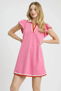 Umgee Contrast Trim Cap Sleeve Mini Dress