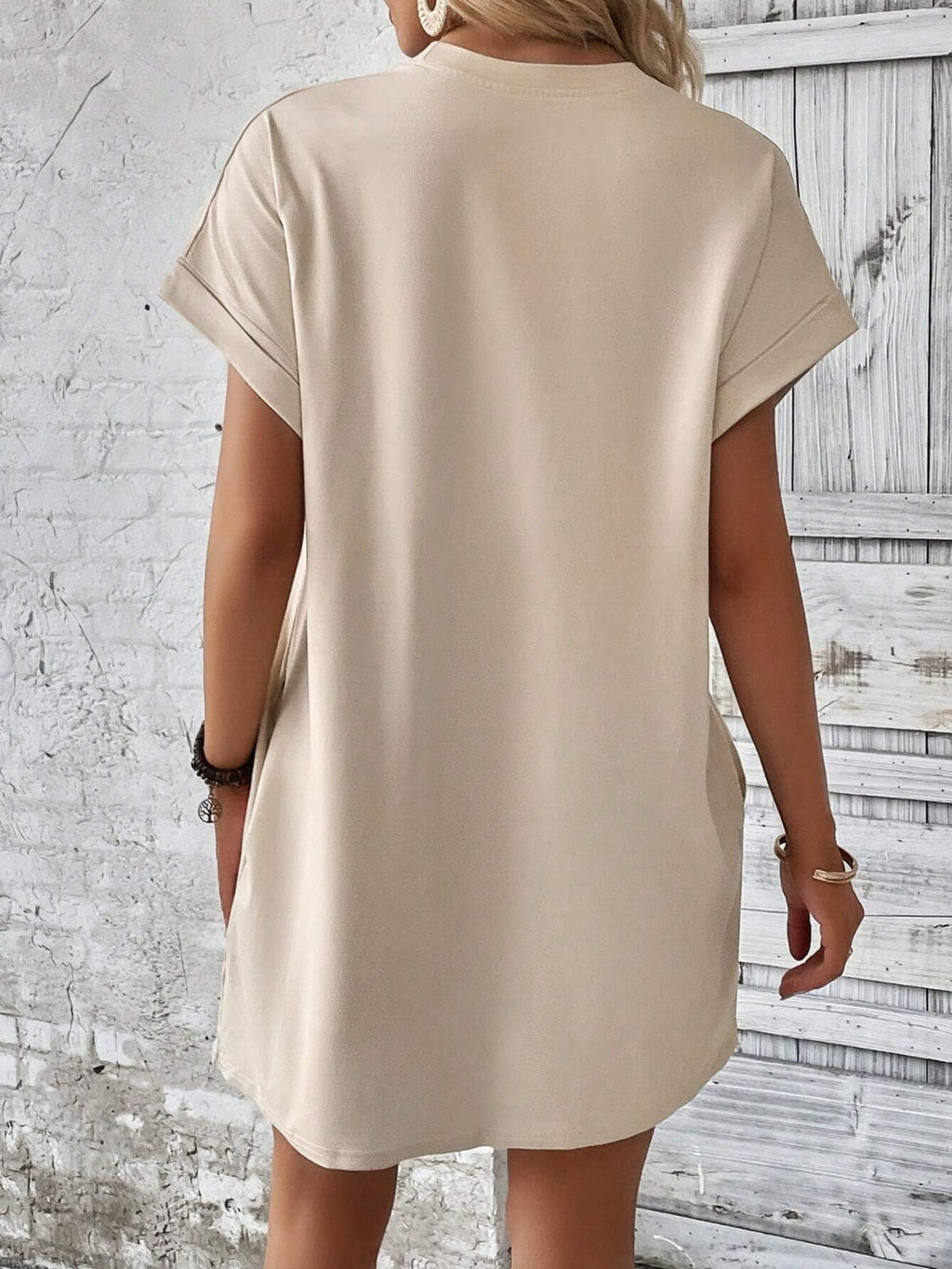 Round Neck Short Sleeve Mini Dress - Boutique Clothing